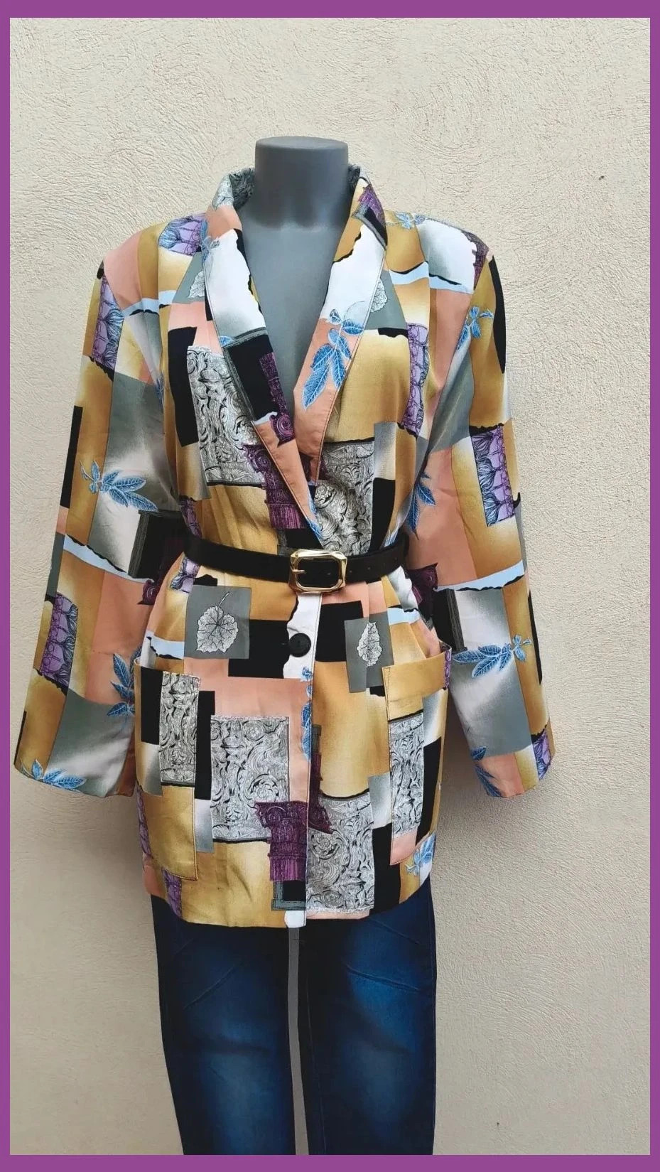 Blazer Vintage Estampado Artístico - Talla 3XL 🌈