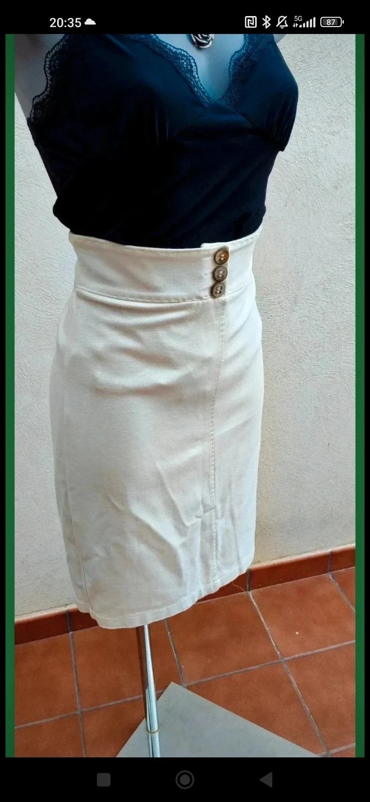 Falda de Tubo Cremas/Blanco Roto - Edición Penélope & Mónica Cruz para MNG 🌈 – Mango Kids – taille L / 40 / 12 2