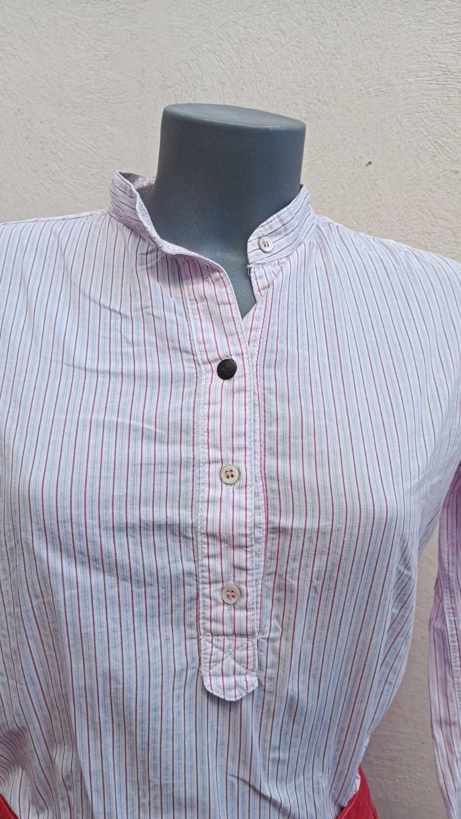 Camisa de rayas Zara Basic - Estilo Henley/Cuello Mandarín - Talla S (36) 🌈 – Zara – taille S / 36 / 8 4