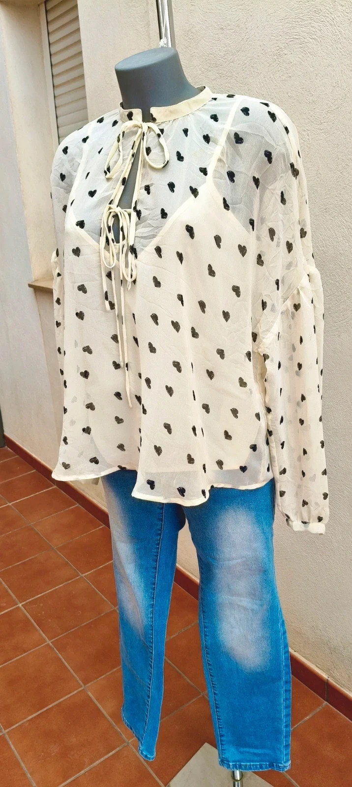 Blusa Lencera Transparente - Estampado Corazones (Talla EU 38) 🌈 – ASOS – taille M / 38 / 10 3