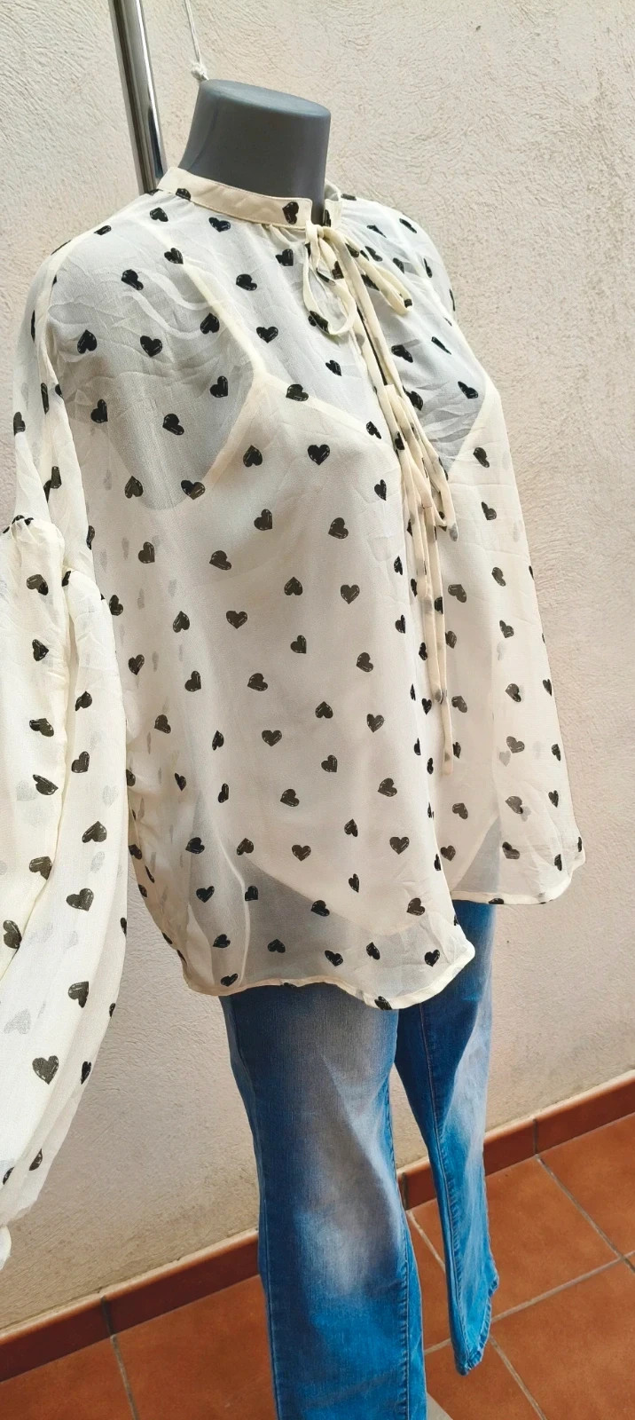 Blusa Lencera Transparente - Estampado Corazones (Talla EU 38) 🌈 – ASOS – taille M / 38 / 10 2