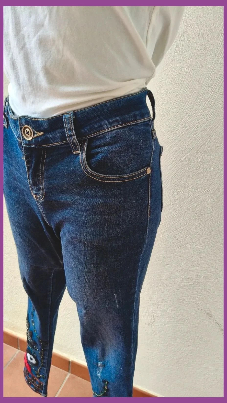 Jeans Pitillo con Bordados Florales - Anany 🌈 – ANANY – taille M / 38 / 10 5