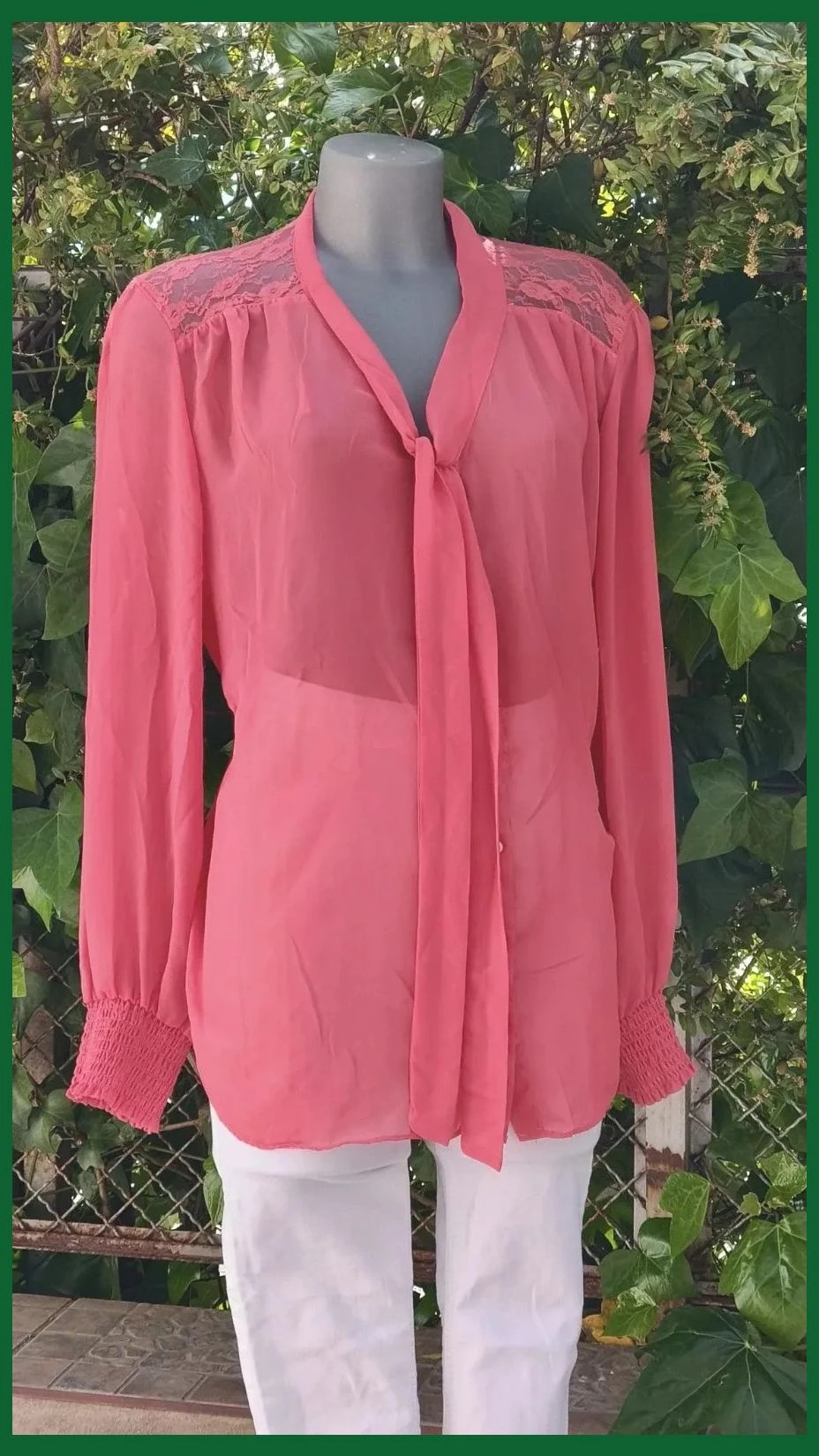 Blusa Coral Vibrante con Detalles de Encaje - Talla 50/52 🌈 – xl colectie – taille Taille unique 3