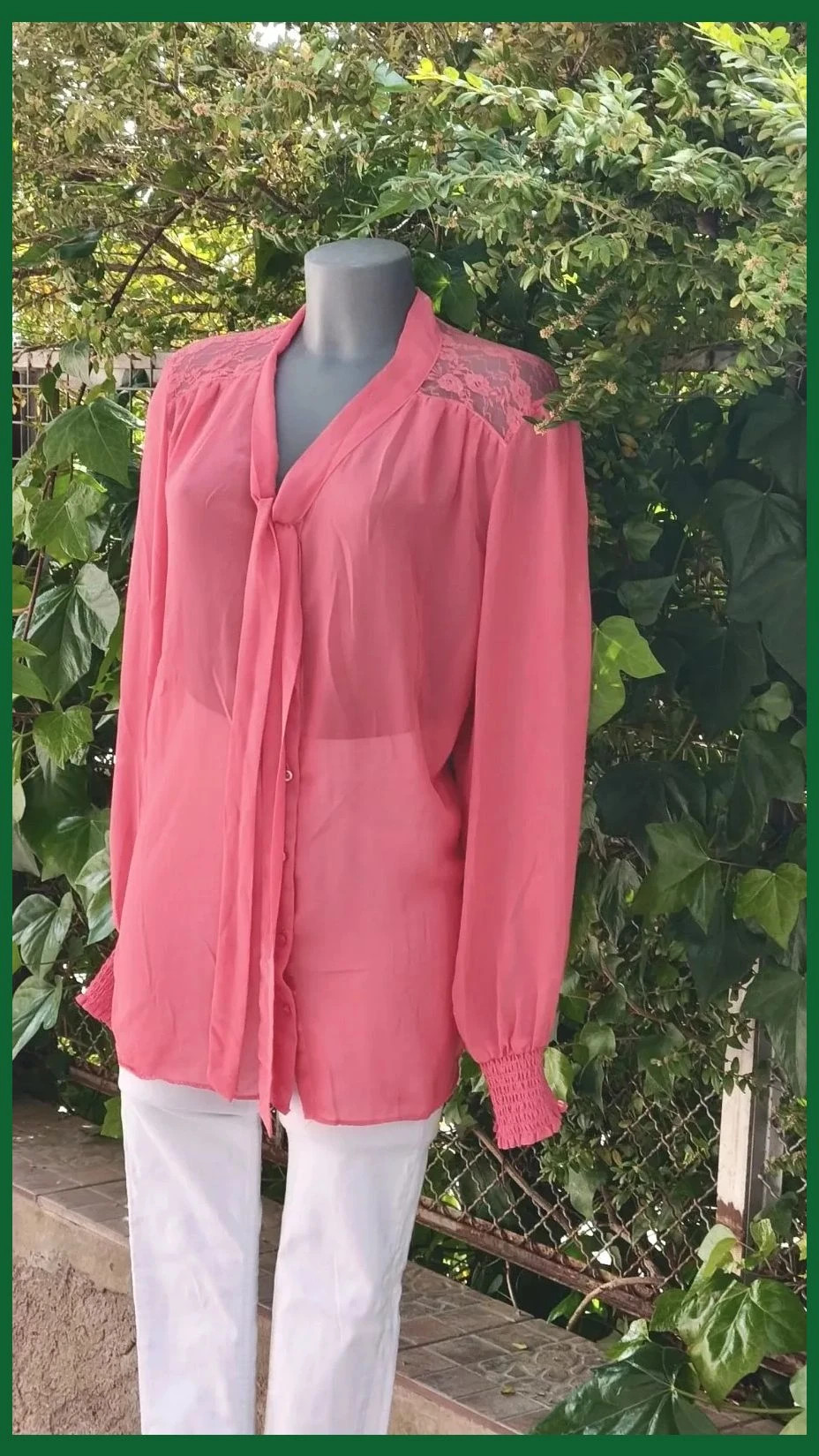 Blusa Coral Vibrante con Detalles de Encaje - Talla 50/52 🌈 – xl colectie – taille Taille unique 2