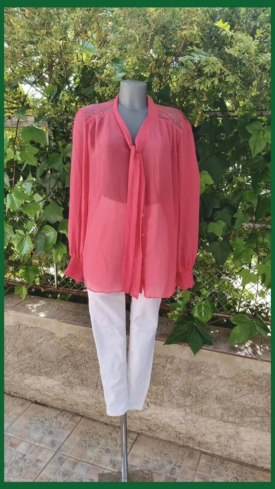Blusa Coral Vibrante con Detalles de Encaje - Talla 50/52 🌈 – xl colectie – taille Taille unique 4