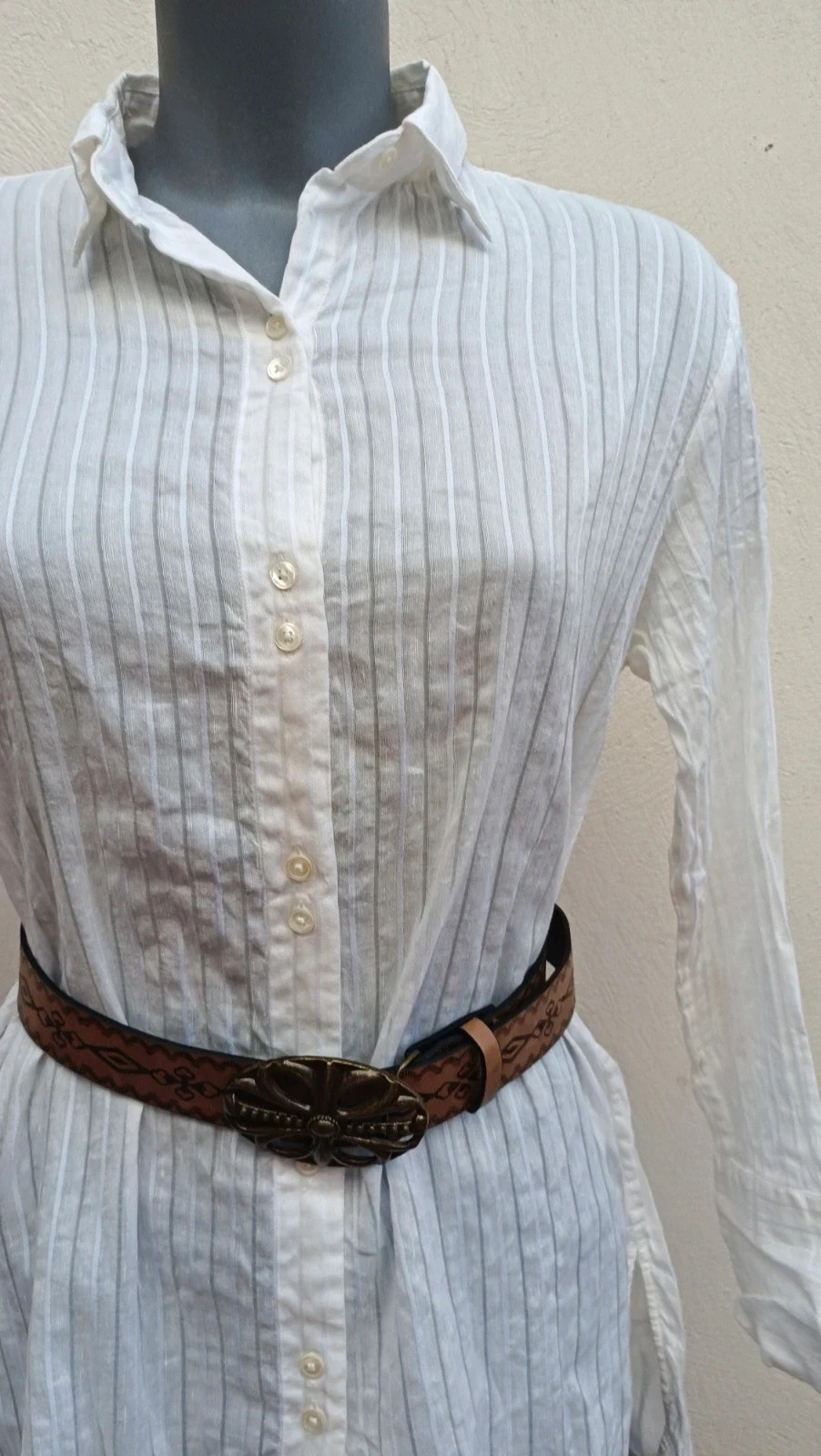 Camisa Larga de Lino y Algodón - Massimo Dutti 🌈 – Massimo Dutti – taille S / 36 / 8 4