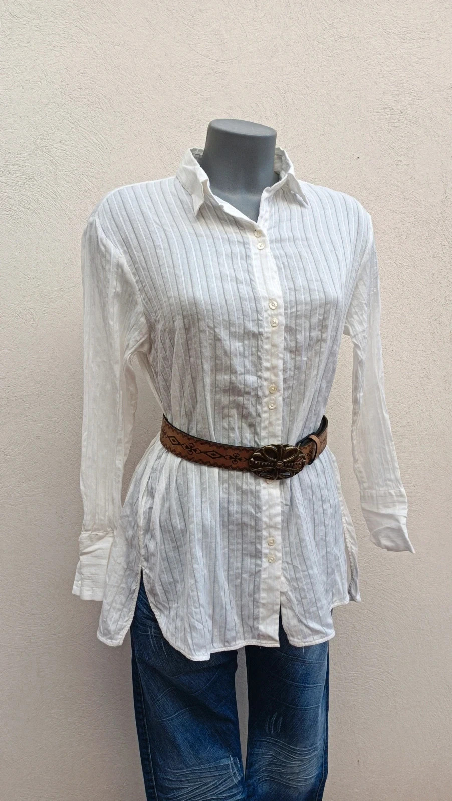 Camisa Larga de Lino y Algodón - Massimo Dutti 🌈 – Massimo Dutti – taille S / 36 / 8 2
