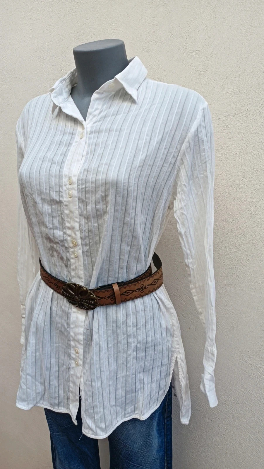 Camisa Larga de Lino y Algodón - Massimo Dutti 🌈 – Massimo Dutti – taille S / 36 / 8 3