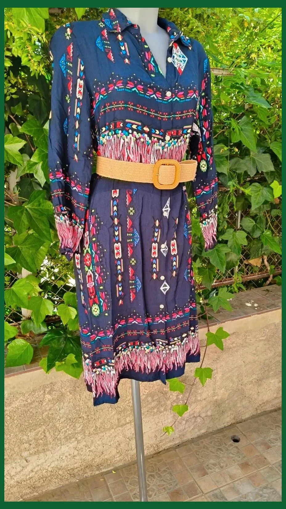 Vestido Camisero Estilo Boho / Étnico (100% Viscosa) 🌈 – Boutique Bohéme – taille M 4