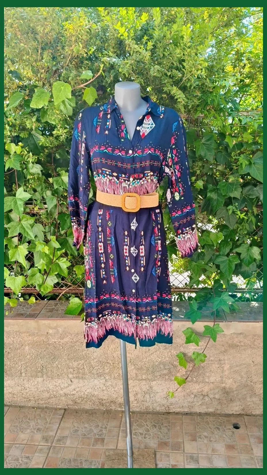 Vestido Camisero Estilo Boho / Étnico (100% Viscosa) 🌈 – Boutique Bohéme – taille M 3