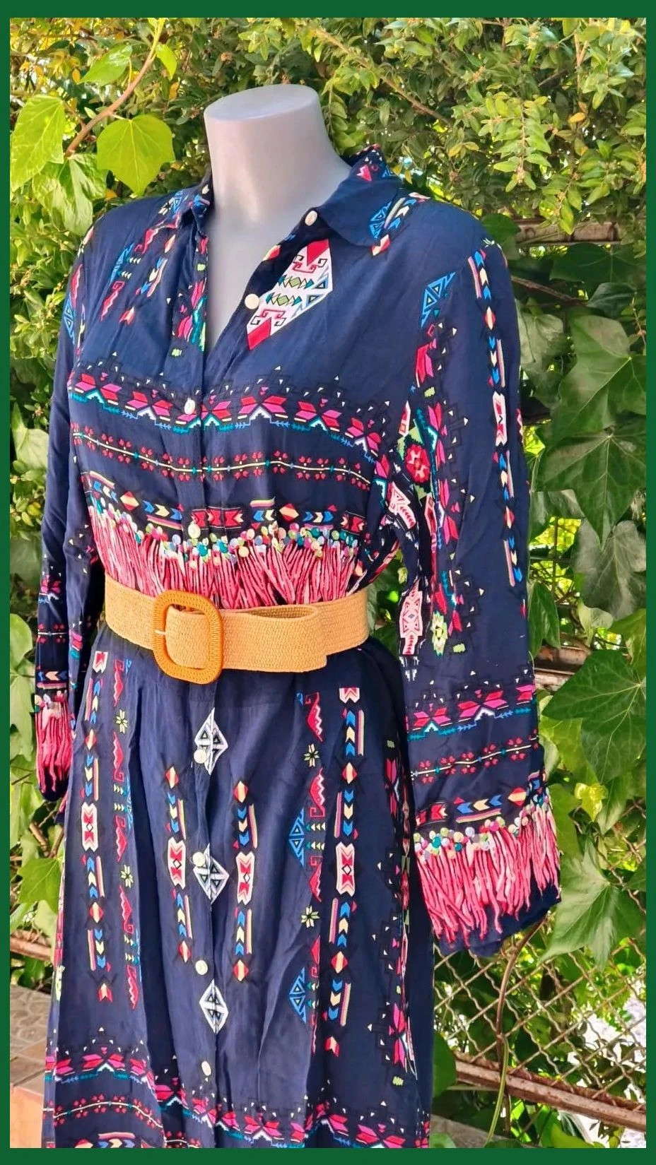 Vestido Camisero Estilo Boho / Étnico (100% Viscosa) 🌈 – Boutique Bohéme – taille M 2