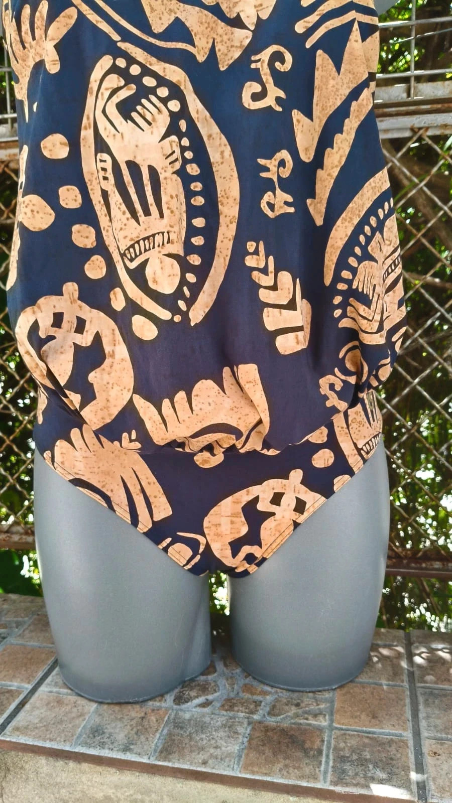 Bañador Vintage "Made in Germany" - Estilo Étnico / Boho – Modell – taille XL / 42 / 14 5