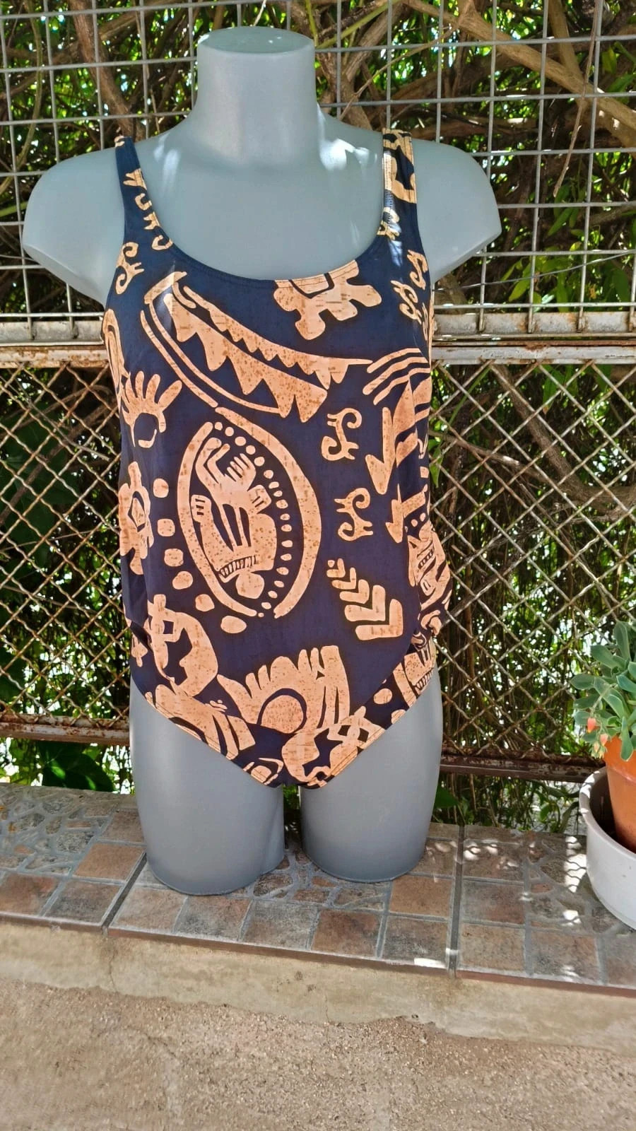 Bañador Vintage "Made in Germany" - Estilo Étnico / Boho – Modell – taille XL / 42 / 14