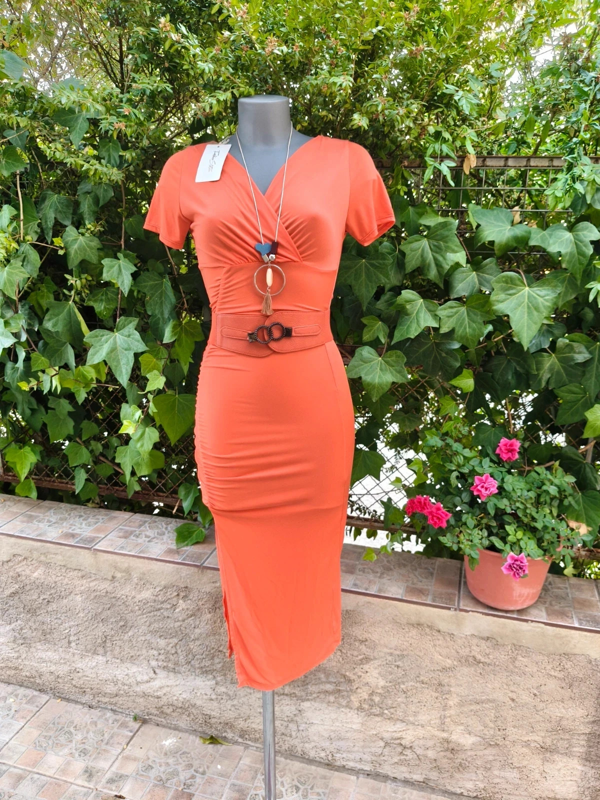 Vestido ajustado drapeado naranja 🌈 – Fashion Style – taille S / 36 / 8