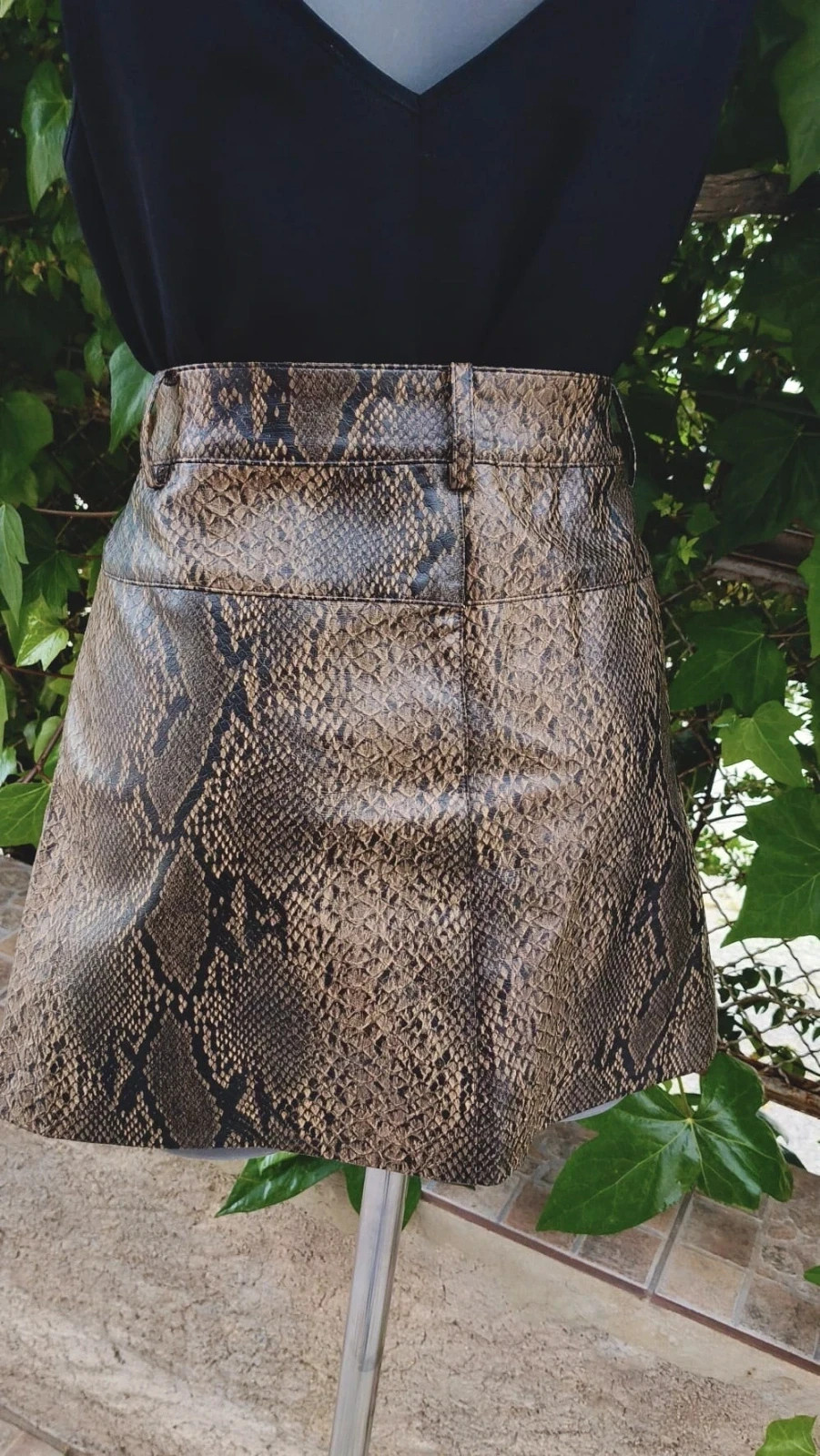 Minifalda Mango - Estampado de Serpiente (Efecto Piel) 🌈 – Mango – taille M / 38 / 10 4