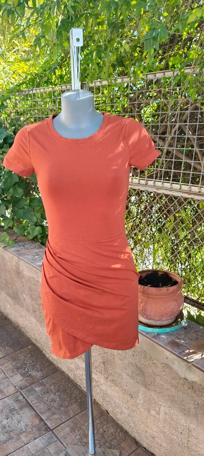 Vestido Mini Drapeado "Even&Odd Petite" - Color Teja / Óxido 🌈