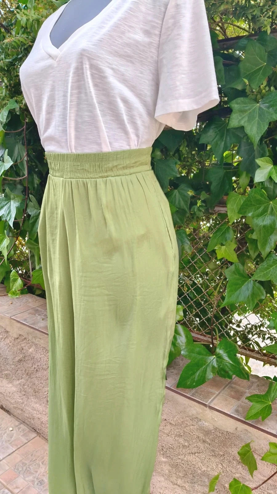 Pantalón fluido verde oliva - Encuentro (Talla 40) 🌈 – Encuentro – taille 40 3