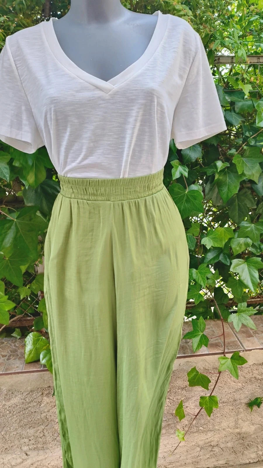Pantalón fluido verde oliva - Encuentro (Talla 40) 🌈 – Encuentro – taille 40 2