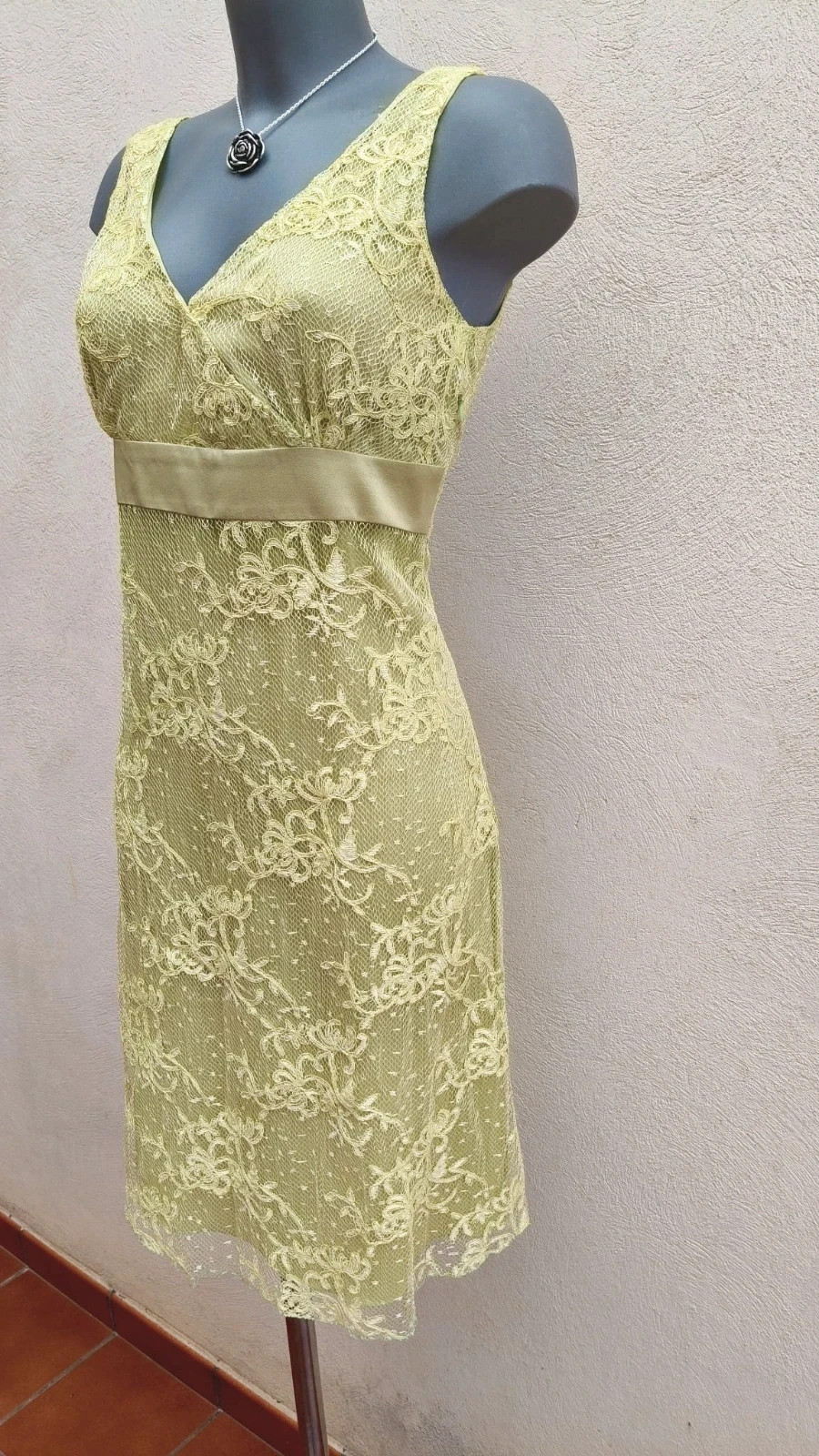 Elegante Vestido de Encaje Verde Lima - Talla 42 🌈 – drape – taille XL / 42 / 14 3