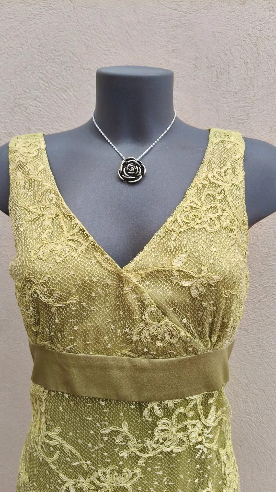 Elegante Vestido de Encaje Verde Lima - Talla 42 🌈 – drape – taille XL / 42 / 14 5