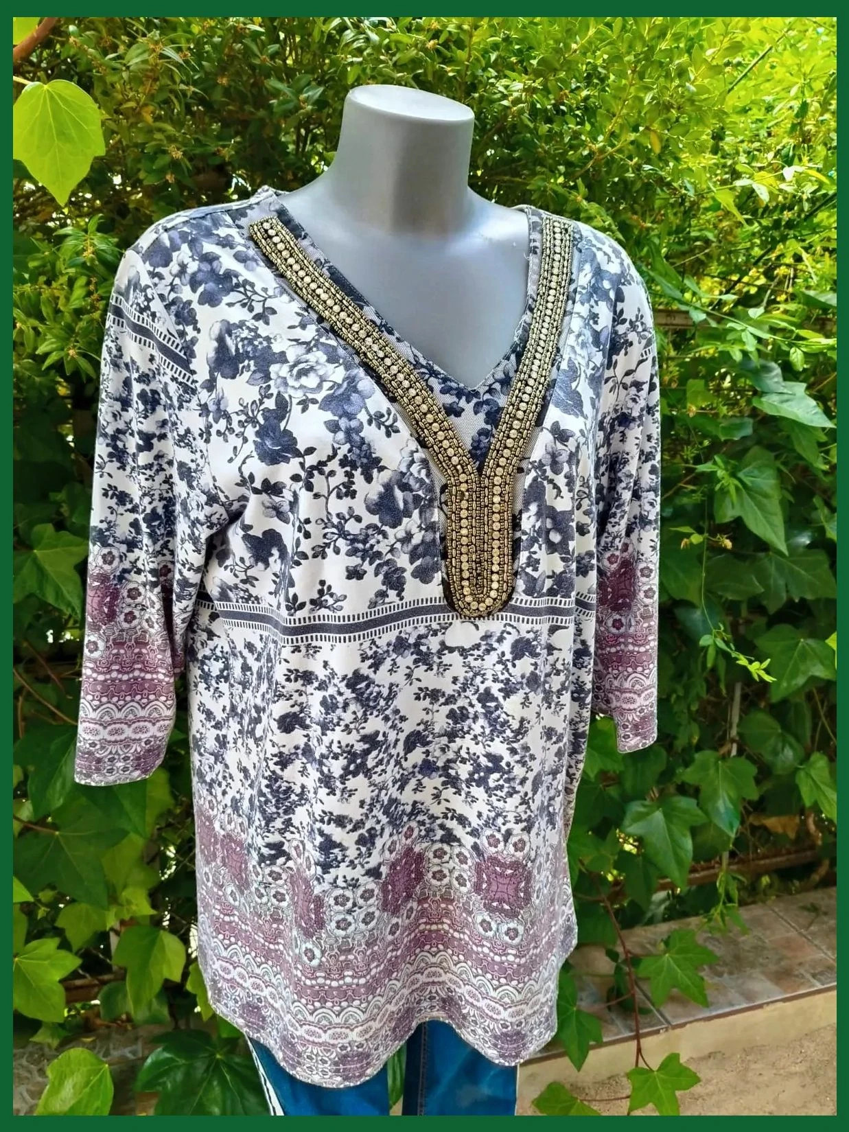 Blusa Túnica Estampada - Estilo Retro / Boho 🌈 – Laura Kent – taille XL / 42 / 14 2