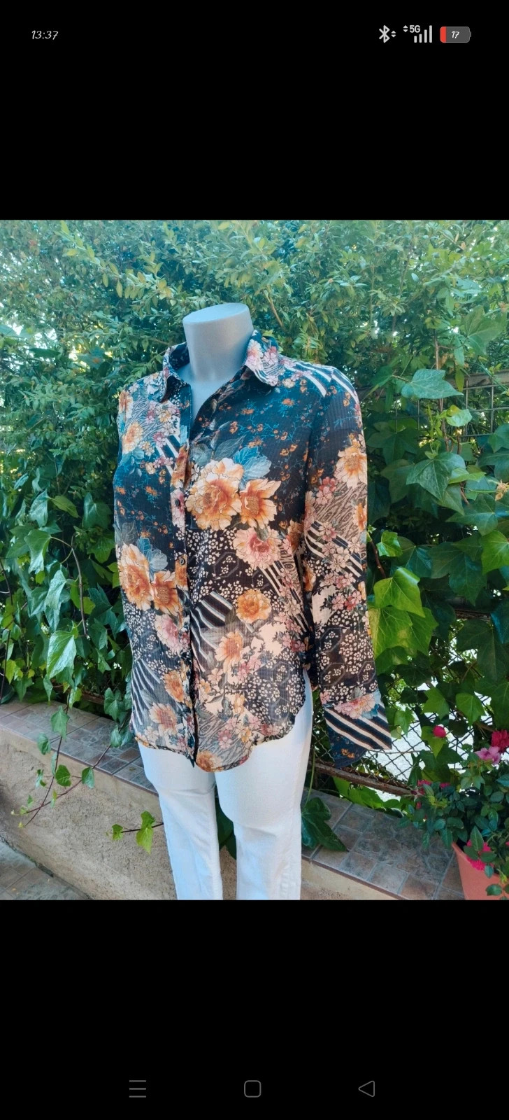 Camisa Estampada Floral y Geométrica 🌈 – Zara – taille L 3