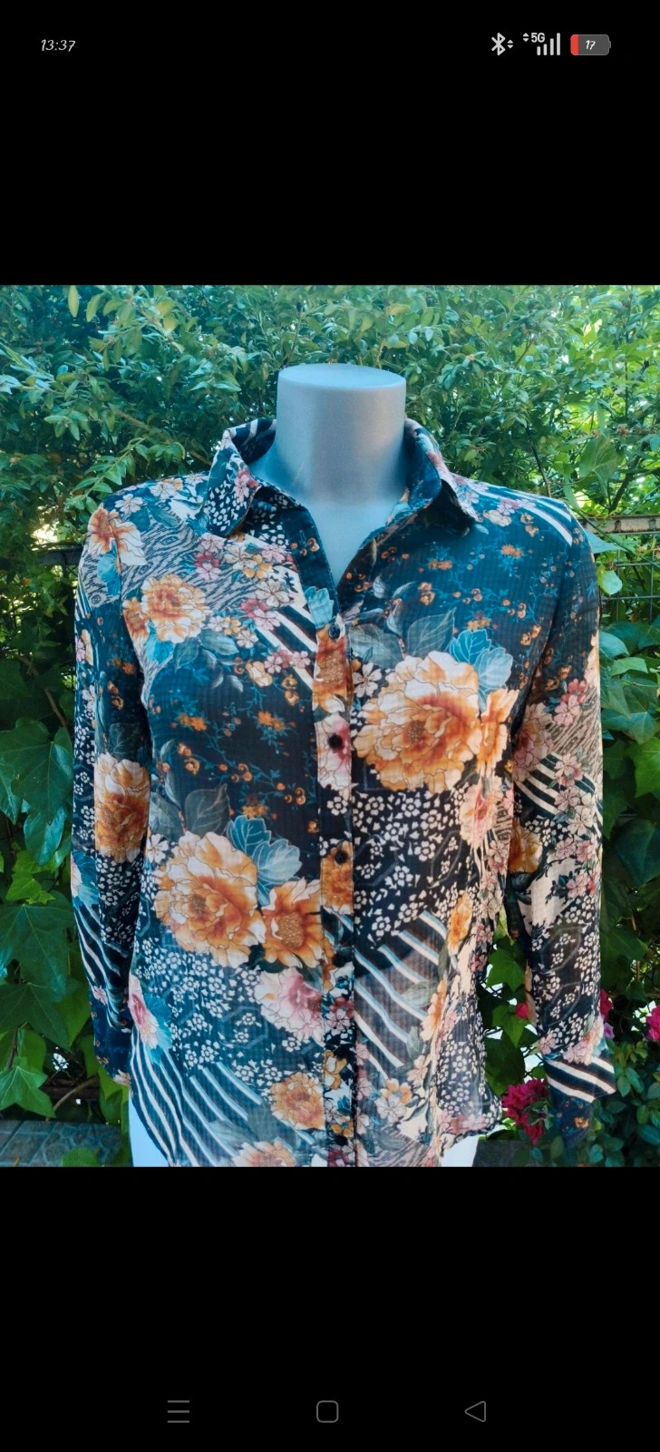 Camisa Estampada Floral y Geométrica 🌈 – Zara – taille L 4