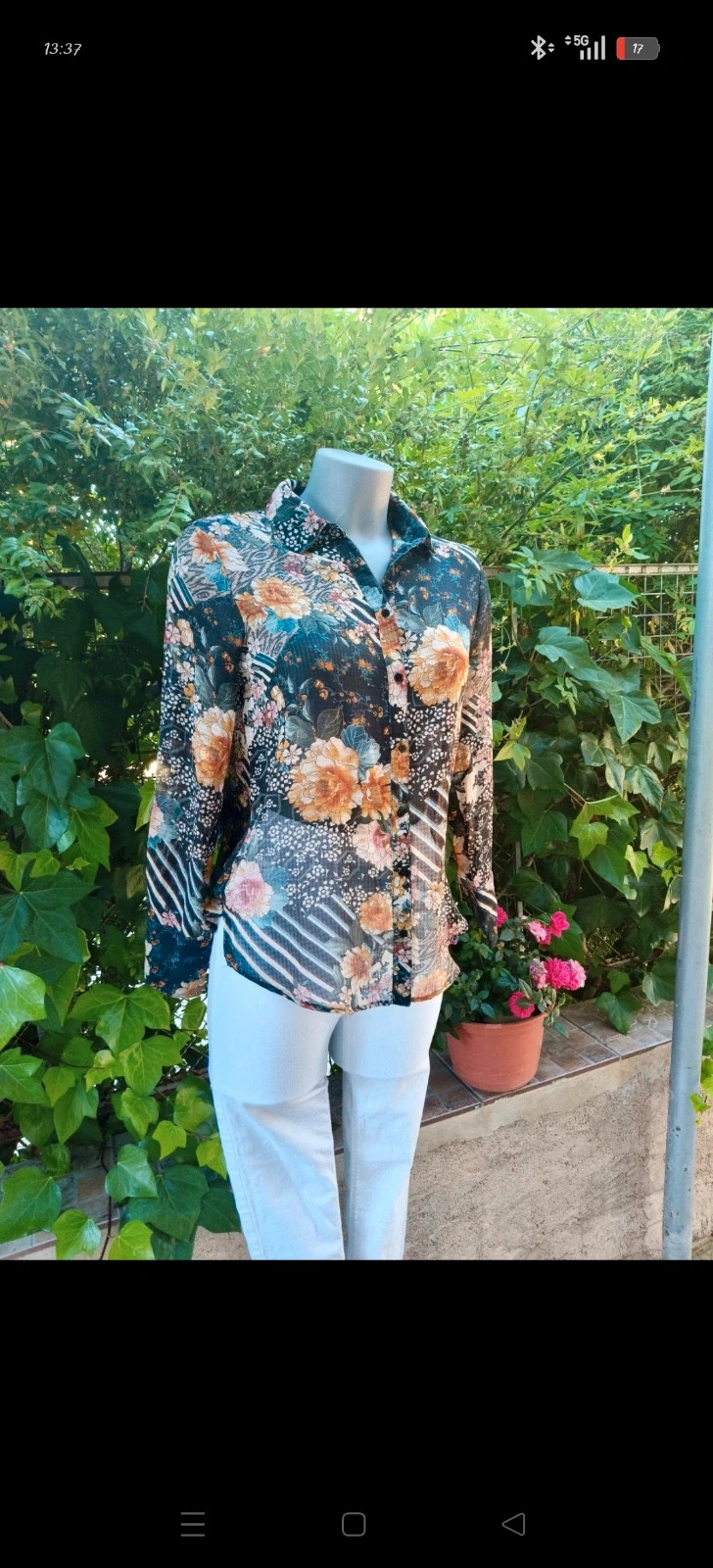 Camisa Estampada Floral y Geométrica 🌈 – Zara – taille L 2