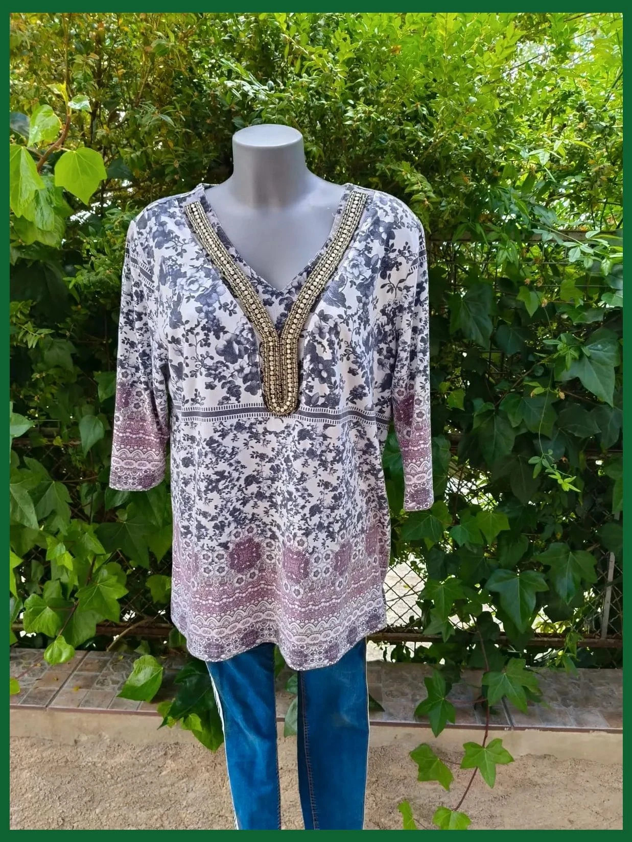 Blusa Túnica Estampada - Estilo Retro / Boho 🌈 – Laura Kent – taille XL / 42 / 14