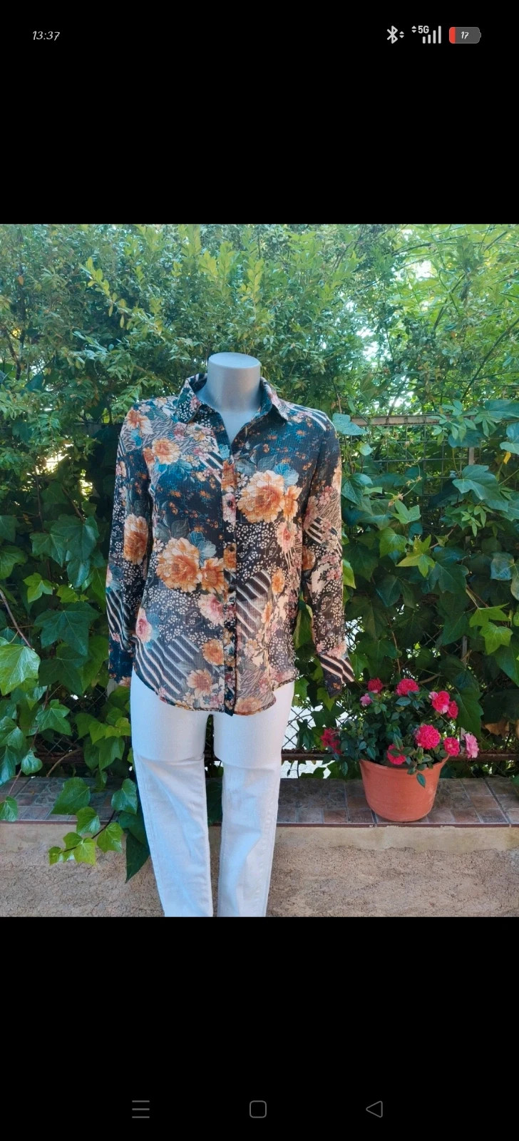 Camisa Estampada Floral y Geométrica 🌈 – Zara – taille L