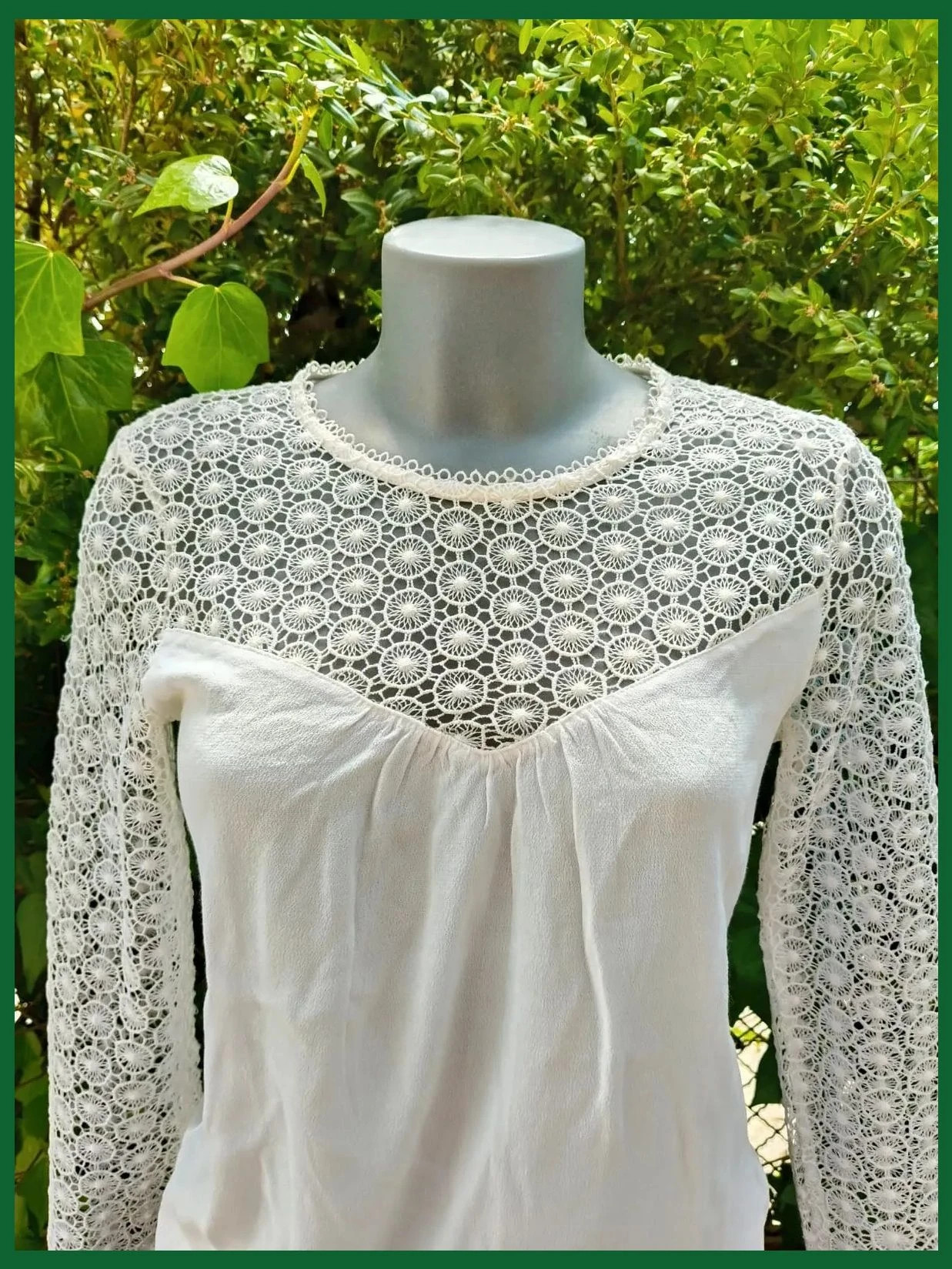 Blusa blanca romántica con encaje de Etam (Talla S) 🌈 – Etam – taille S / 36 / 8 3