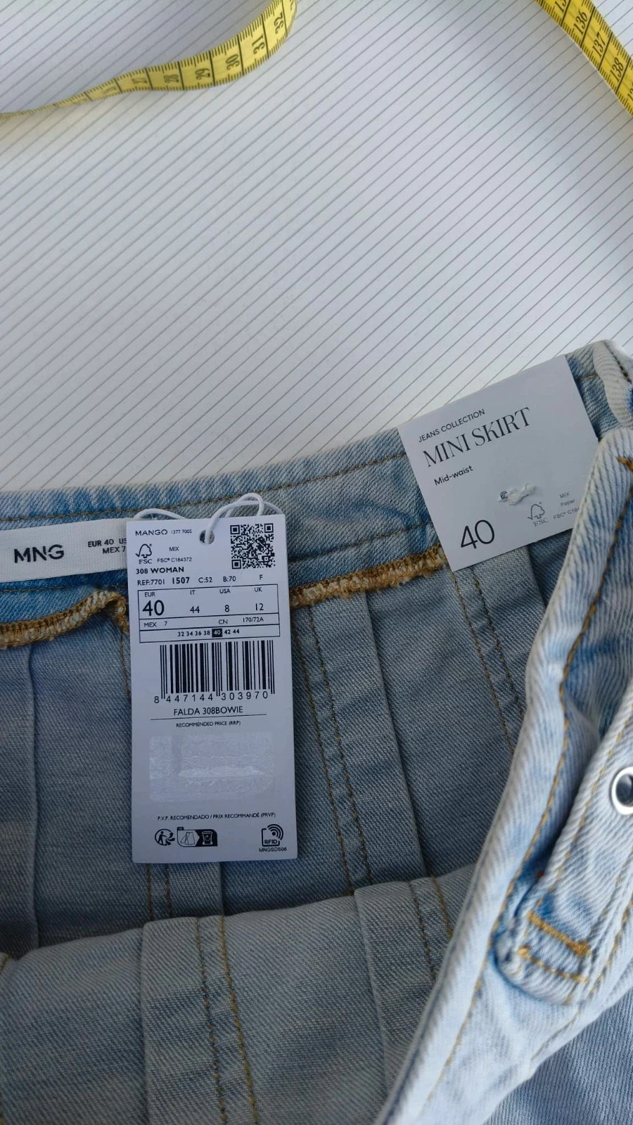 Minifalda Vaquera Tablas Mango (MNG) - Estilo Y2K 🌈 – Mango – taille L / 40 / 12 5