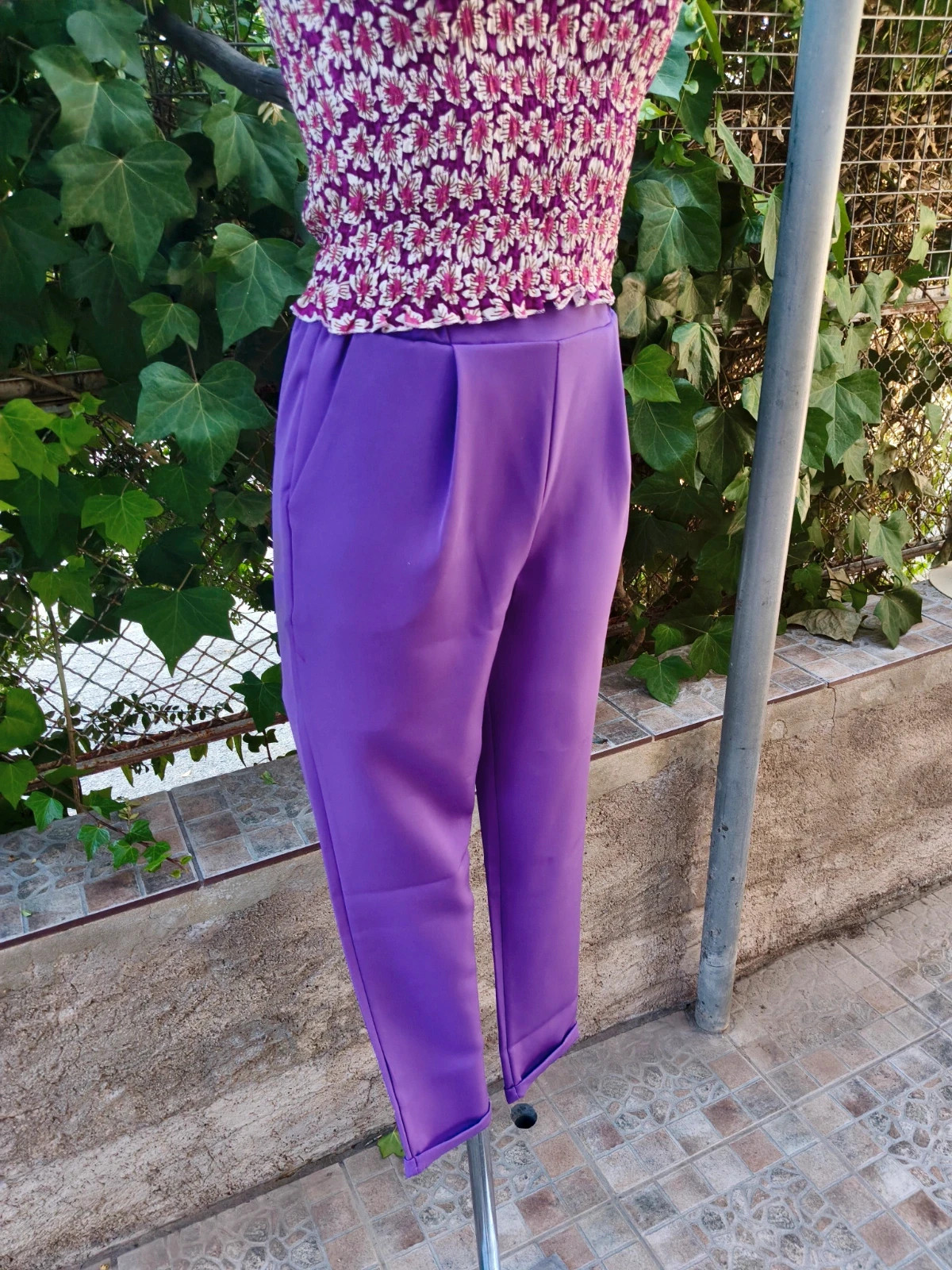 Pantalón vestir morado cintura elástica 🌈 – Armonias – taille S / 36 / 8 3