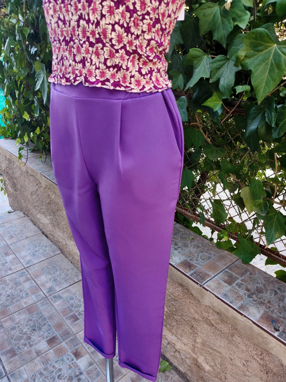 Pantalón vestir morado cintura elástica 🌈 – Armonias – taille S / 36 / 8 4