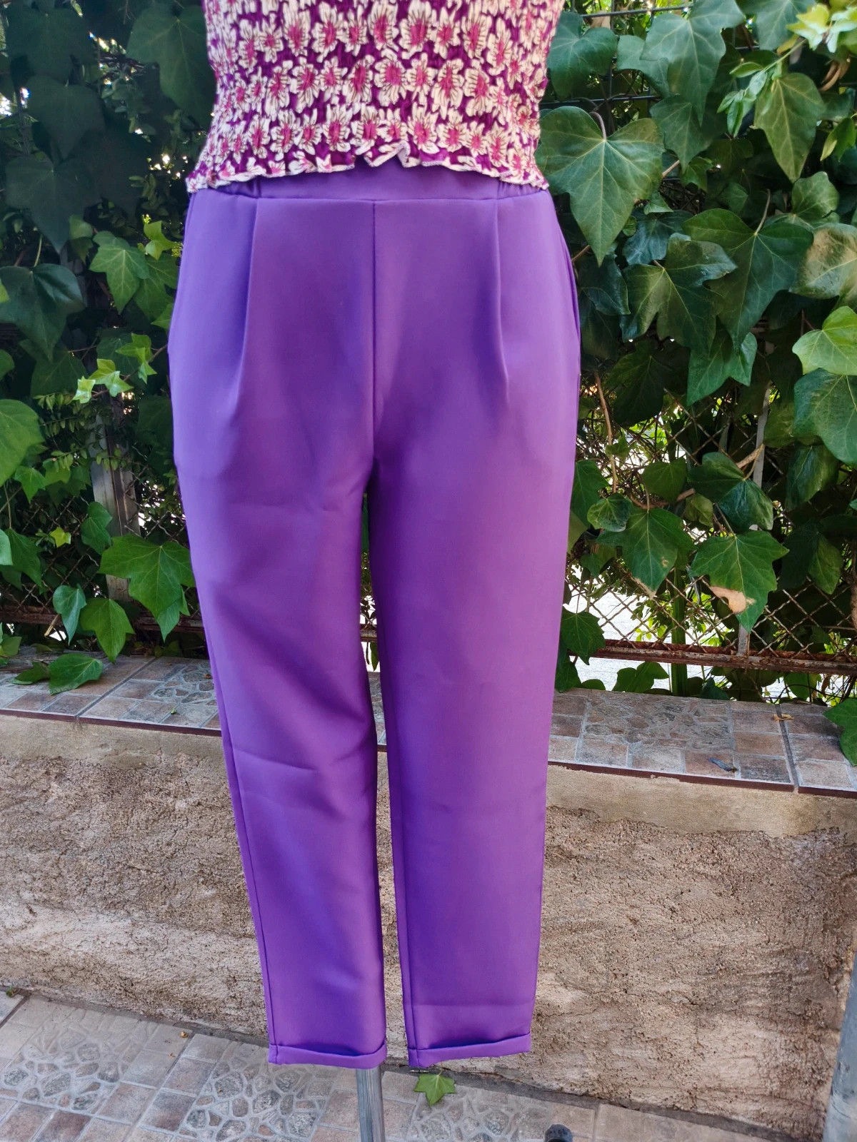 Pantalón vestir morado cintura elástica 🌈 – Armonias – taille S / 36 / 8 2