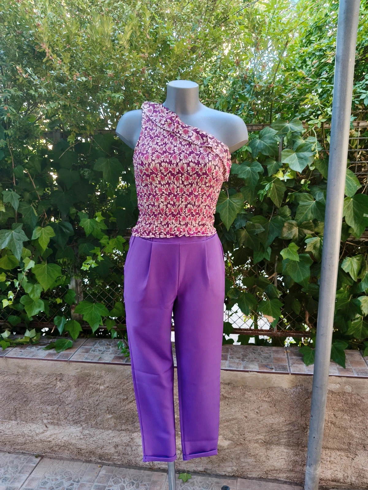 Pantalón vestir morado cintura elástica 🌈