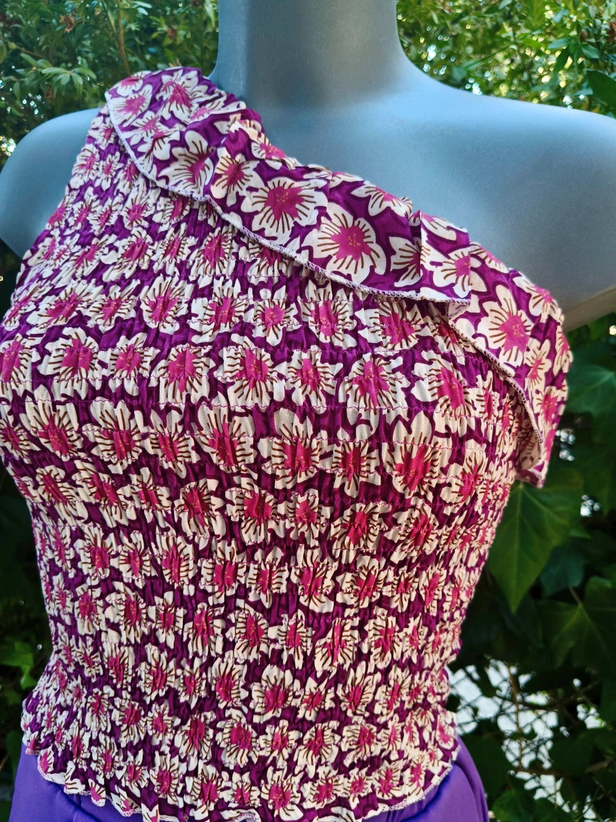 Top Floral Elástico Asimétrico Massima Grazia T. L 🌈 – massima grazia – taille L 3