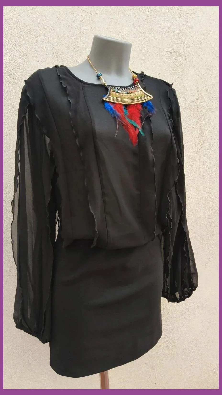 Vestido corto negro Zara - Mangas vaporosas y volantes - Talla M 🌈 – Zara – taille M / 38 / 10 2