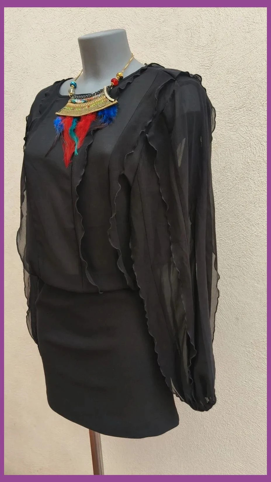 Vestido corto negro Zara - Mangas vaporosas y volantes - Talla M 🌈 – Zara – taille M / 38 / 10 4