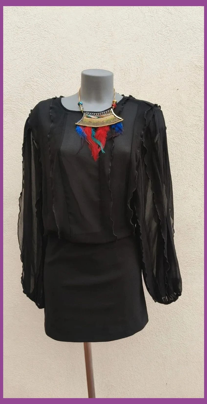 Vestido corto negro Zara - Mangas vaporosas y volantes - Talla M 🌈 – Zara – taille M / 38 / 10
