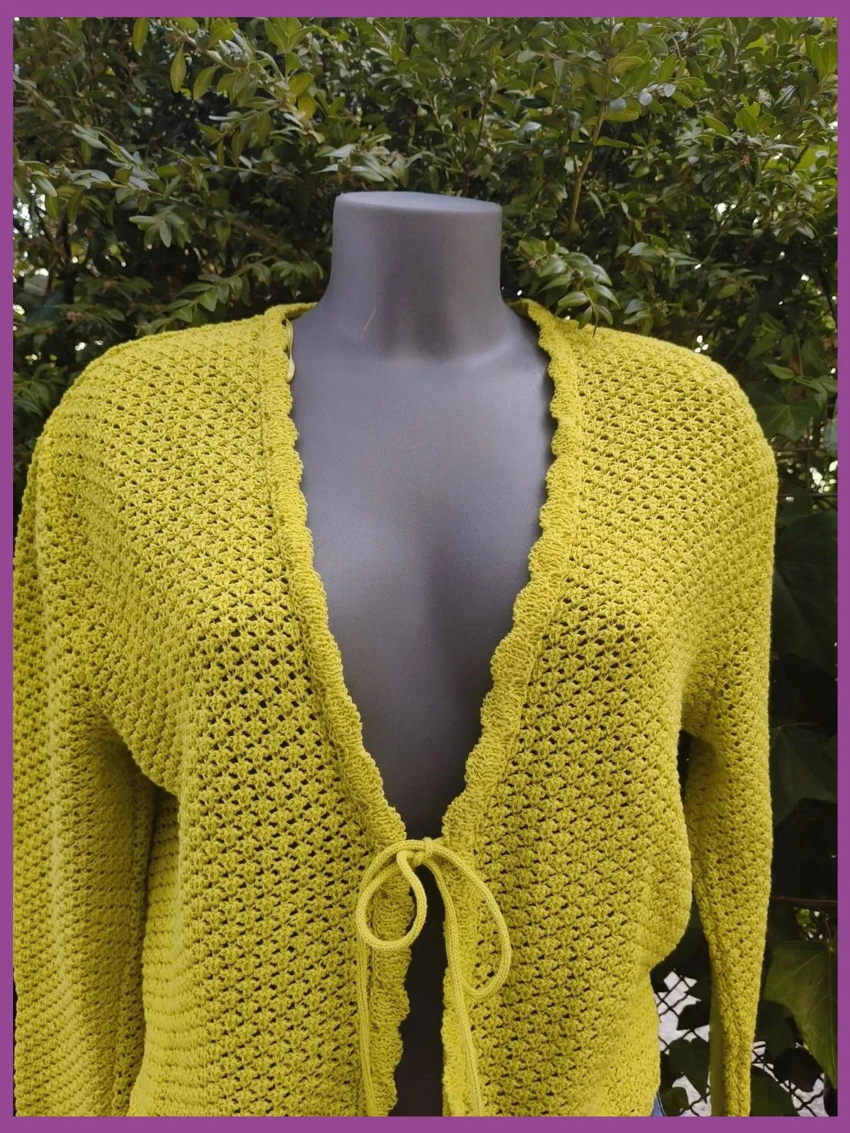 Cárdigan corto Primark amarillo Talla M/38, punto calado y lazo – Primark – taille M / 38 / 10 4