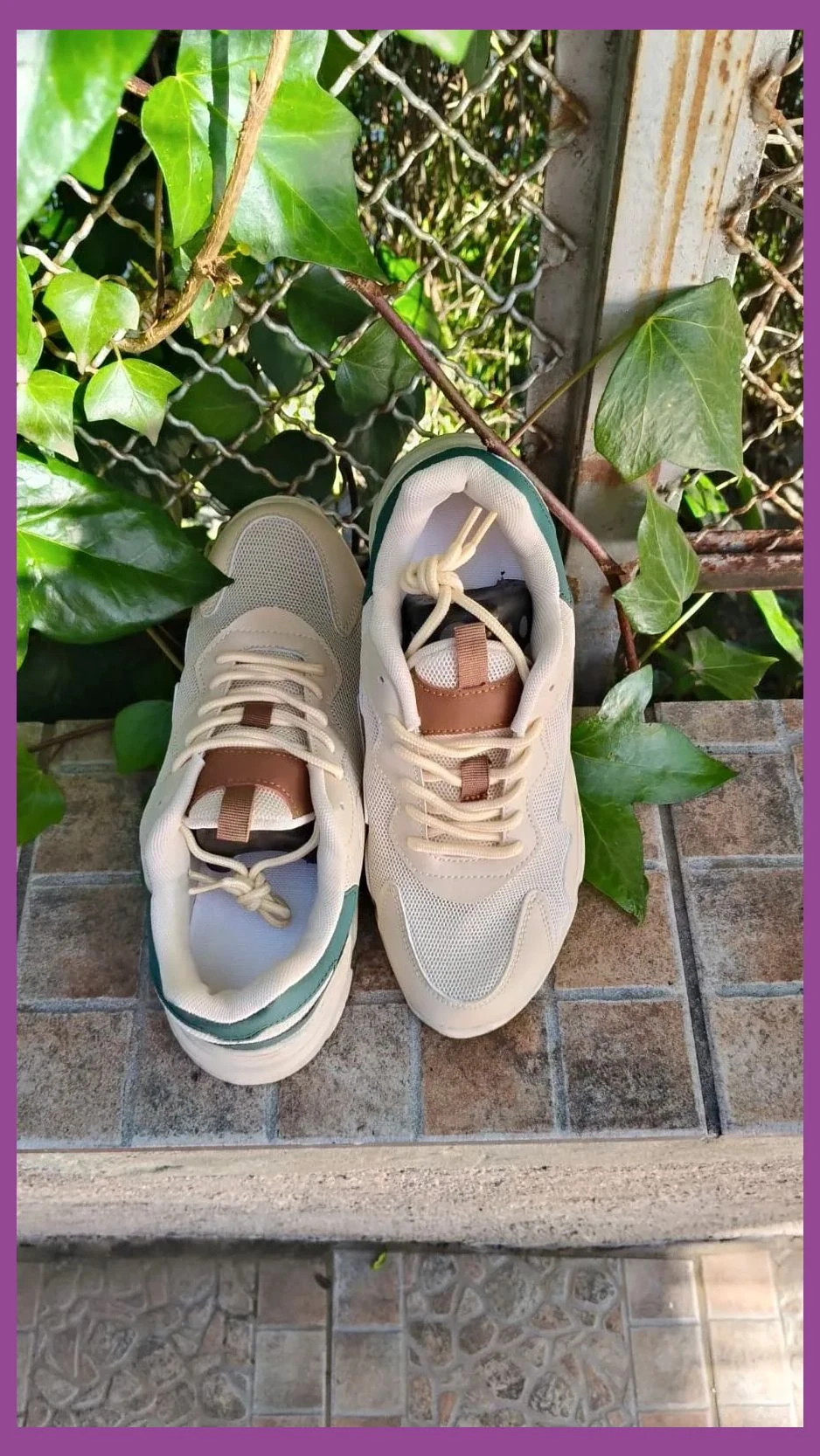 Deportivas Casual Beige & Green - Talla 40 🌈