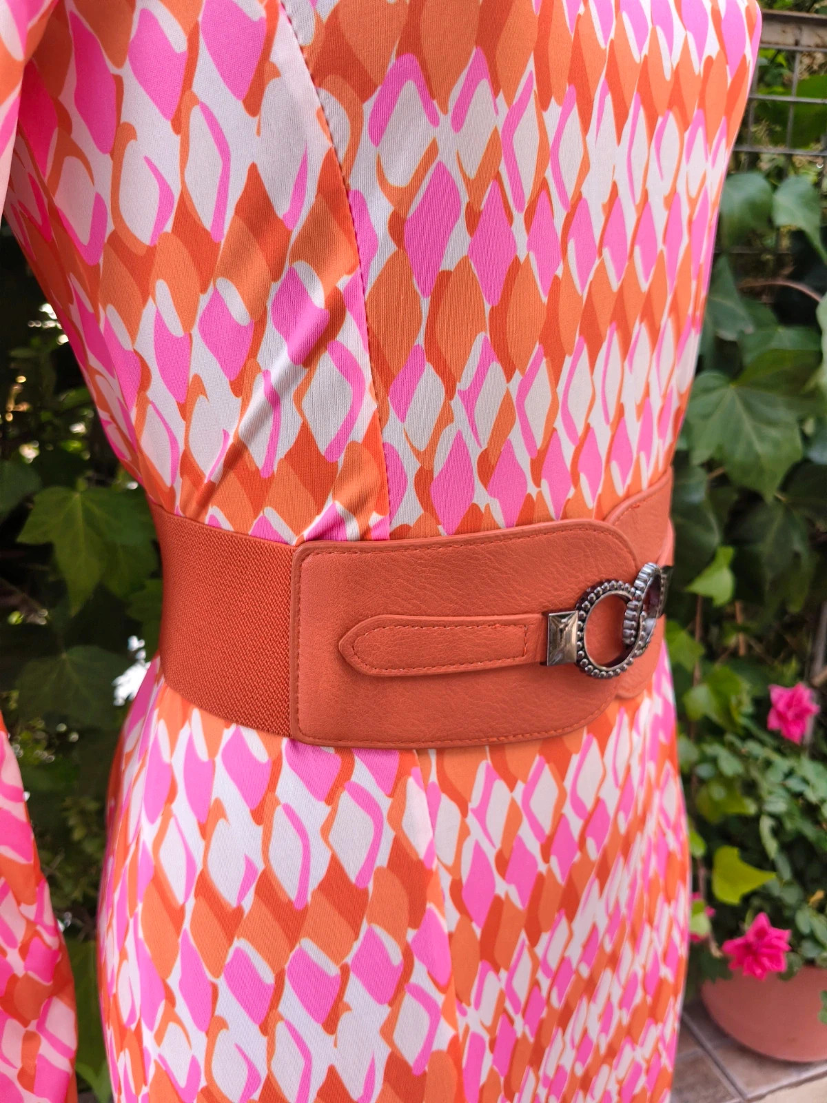 Cinturón elástico ancho naranja vintage 🌈 – Vintage Bazaar – taille 70 cm 3