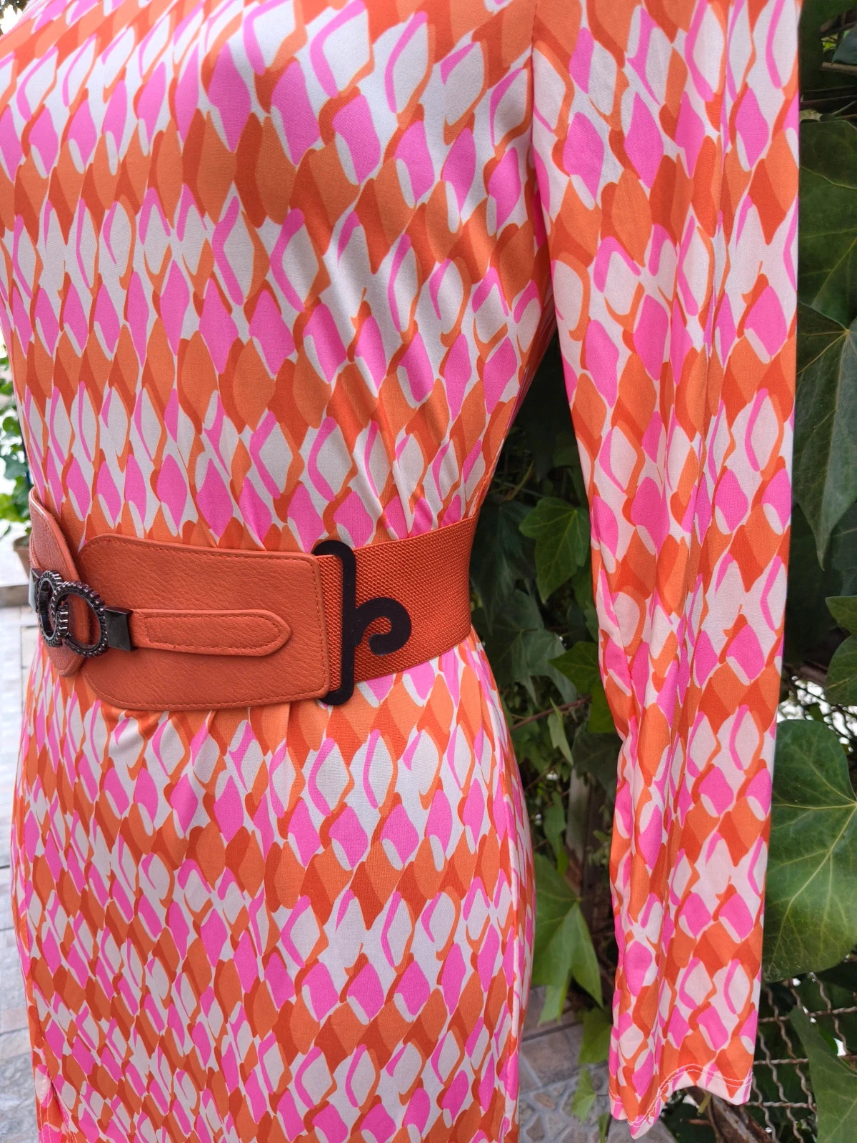 Cinturón elástico ancho naranja vintage 🌈 – Vintage Bazaar – taille 70 cm 4
