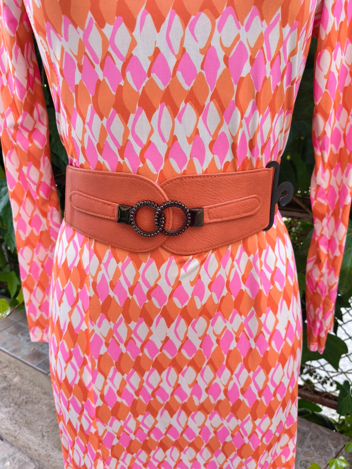 Cinturón elástico ancho naranja vintage 🌈