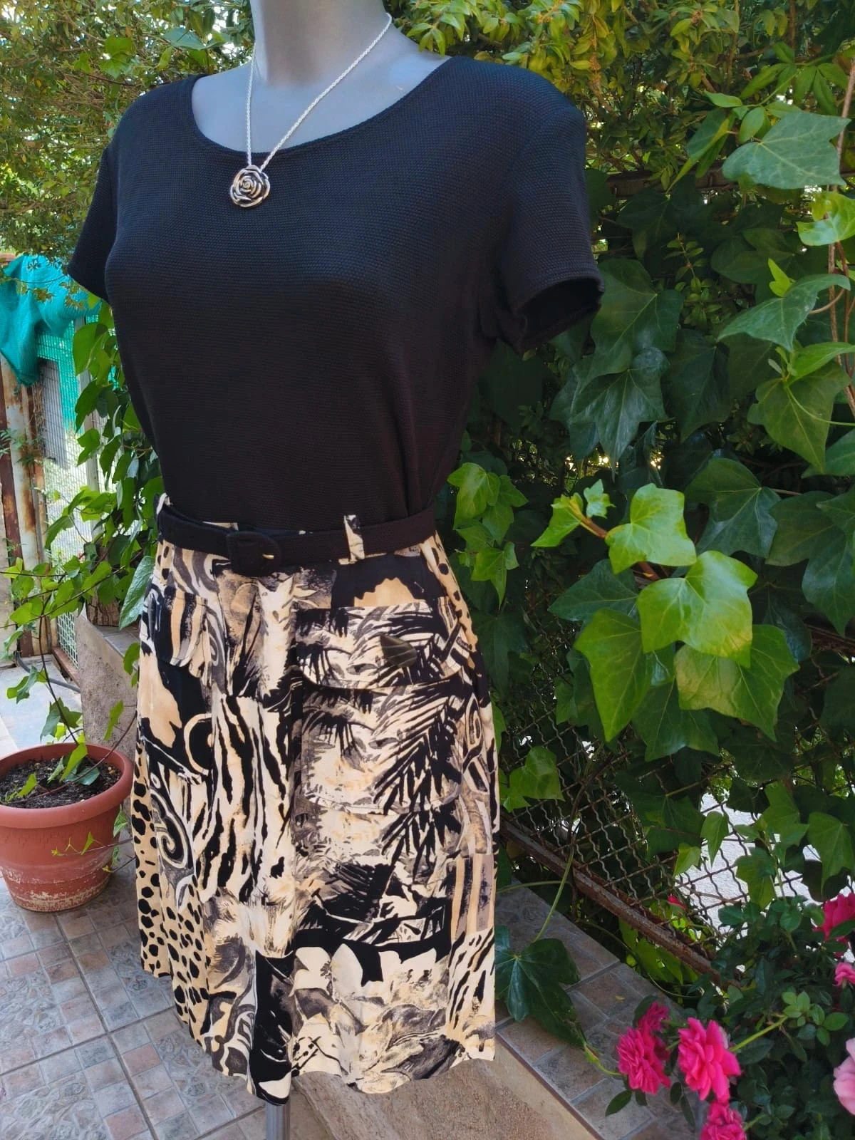 Vestido Joseph Ribkoff – Estilo Safari / Animal Print (Talla 40) – Joseph Ribkoff – taille L / 40 / 12 3