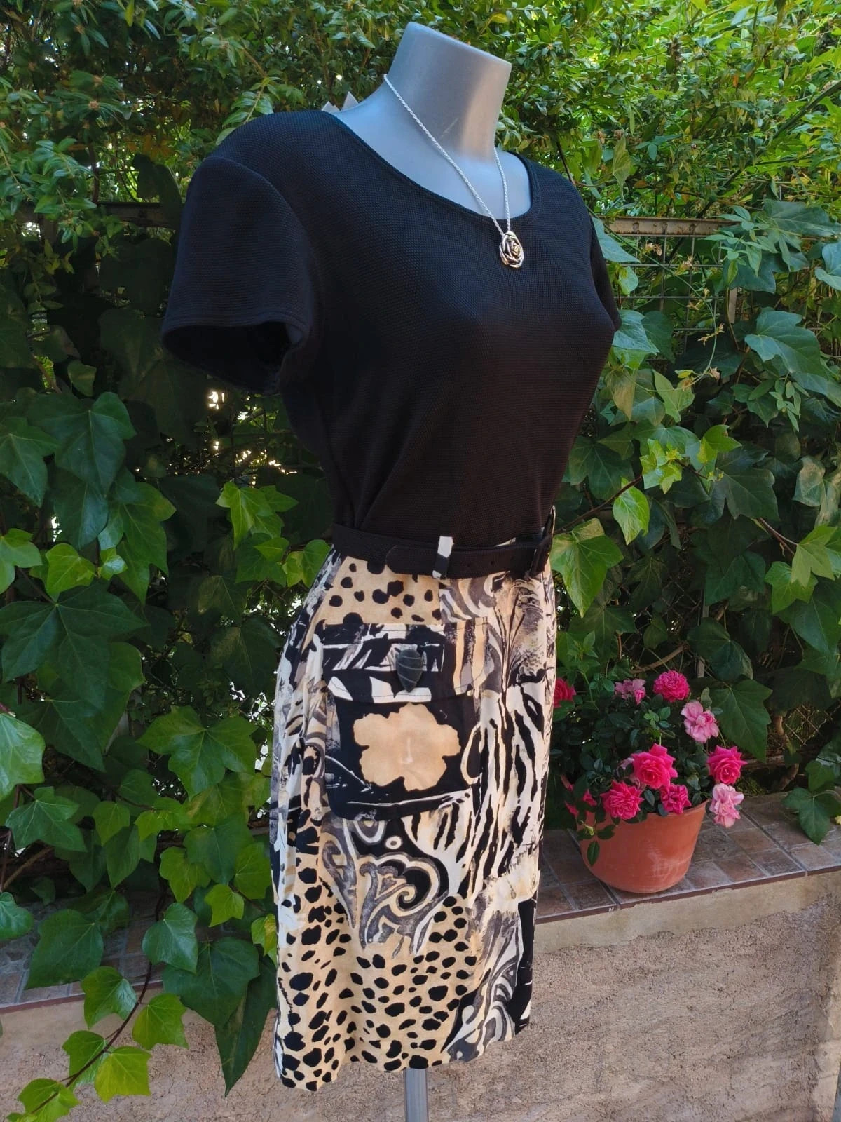 Vestido Joseph Ribkoff – Estilo Safari / Animal Print (Talla 40) – Joseph Ribkoff – taille L / 40 / 12 2