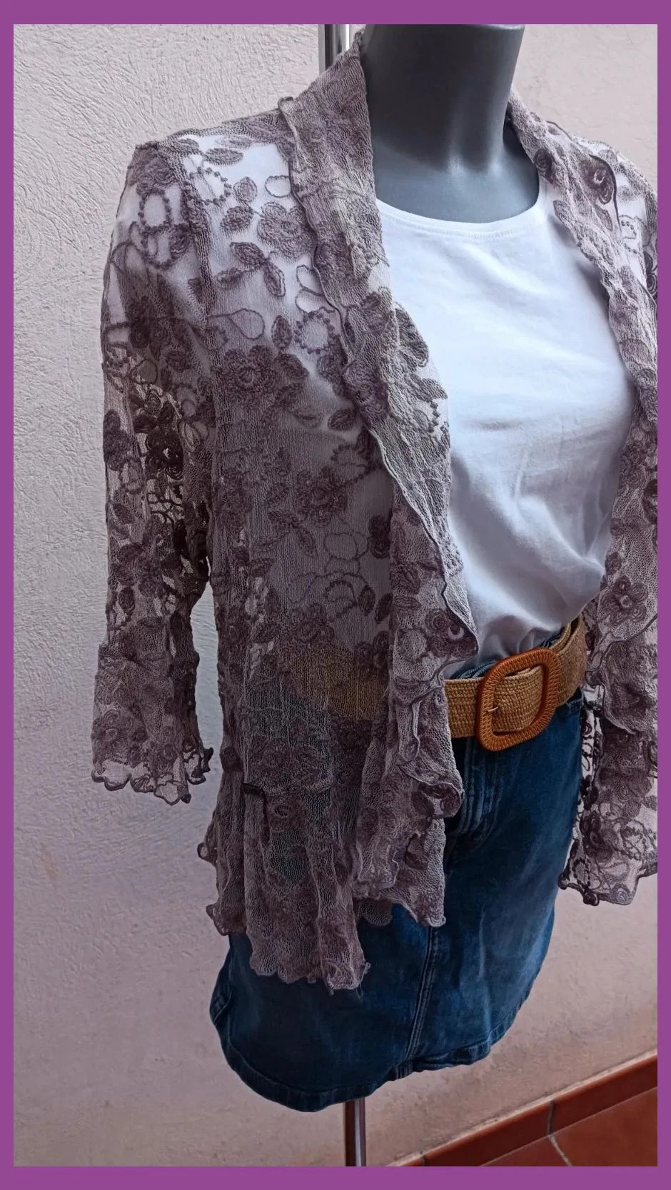 Chaqueta/Cárdigan de Encaje Floral - Estilo Romántico 🌈 – esloto – taille M / 38 / 10 2