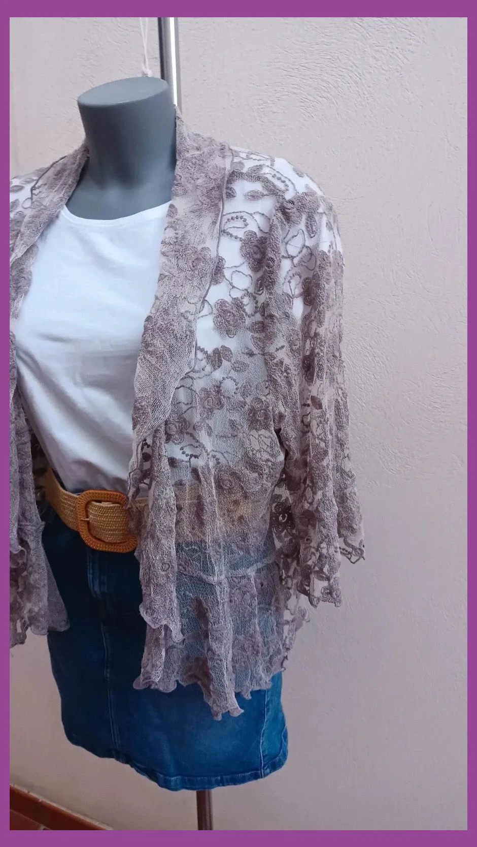 Chaqueta/Cárdigan de Encaje Floral - Estilo Romántico 🌈 – esloto – taille M / 38 / 10 3