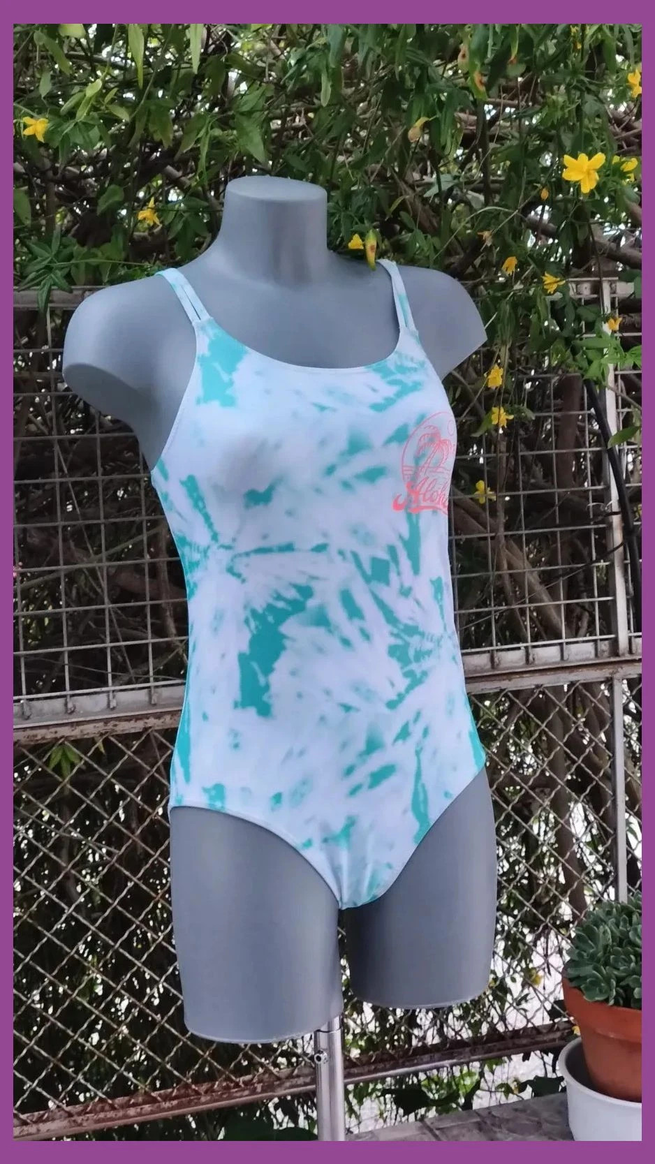 Bañador "Aloha" Tie-Dye – Verde Agua y Blanco 🌈 – La Boutique – taille S / 36 / 8 4